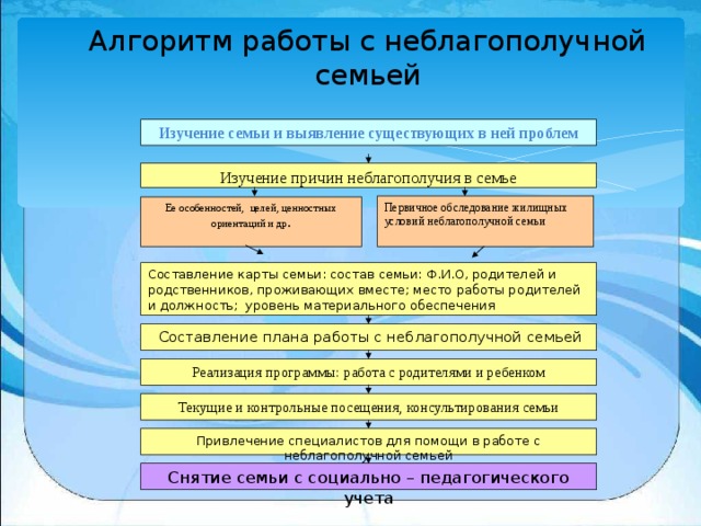 План социально педагогического обследования семьи