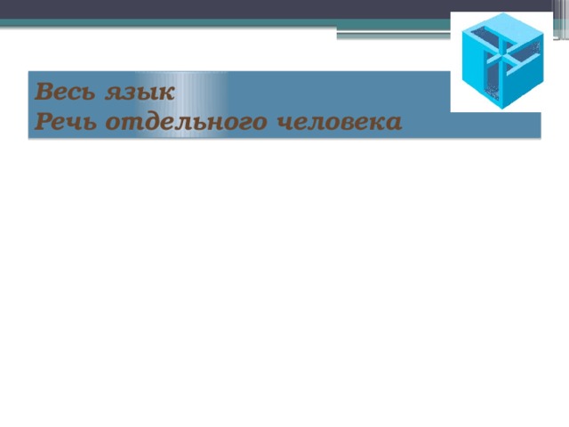 Весь язык  Речь отдельного человека 