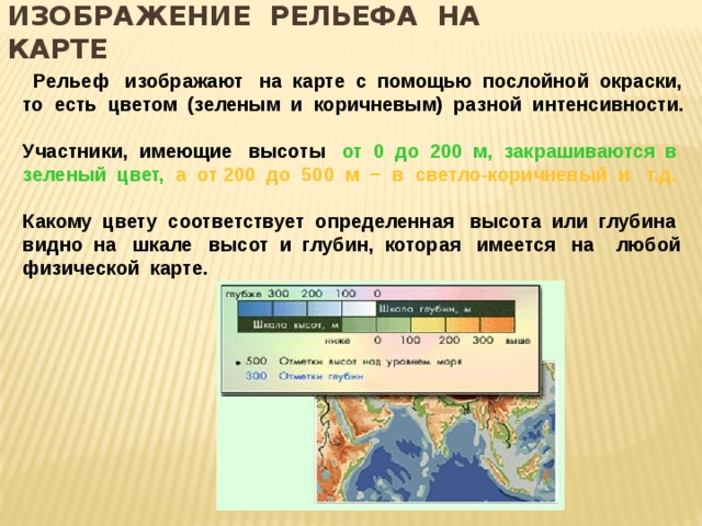 Рельеф изображают