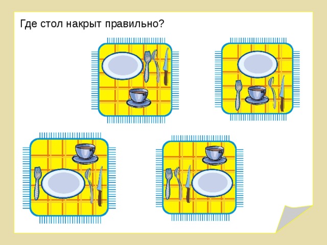 Где стол накрыт правильно? 