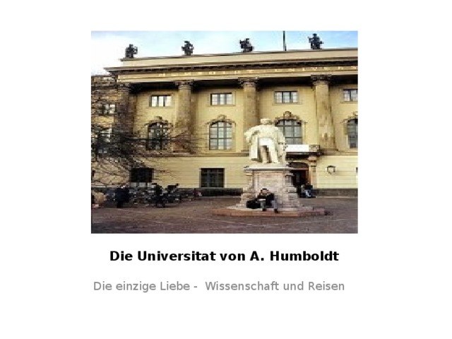 Die Universitat von A. Humboldt Die einzige Liebe - Wissenschaft und Reisen 
