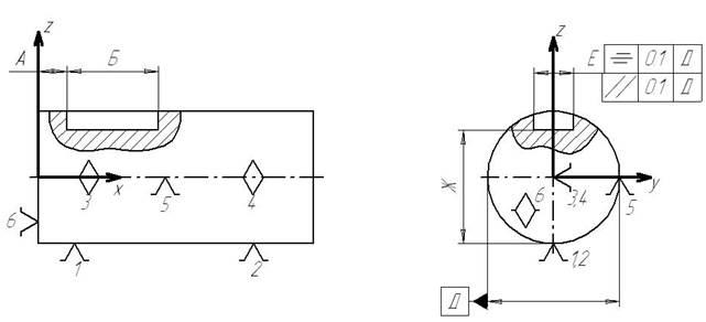Базирование вала на чертеже