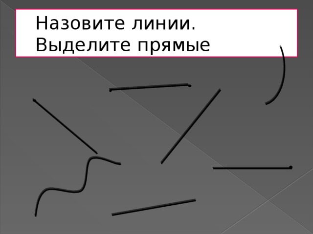 Назовите линии.  Выделите прямые 