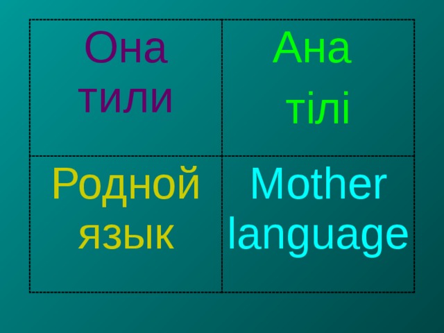 Она тили Ана т ілі Родной язык Mother language 