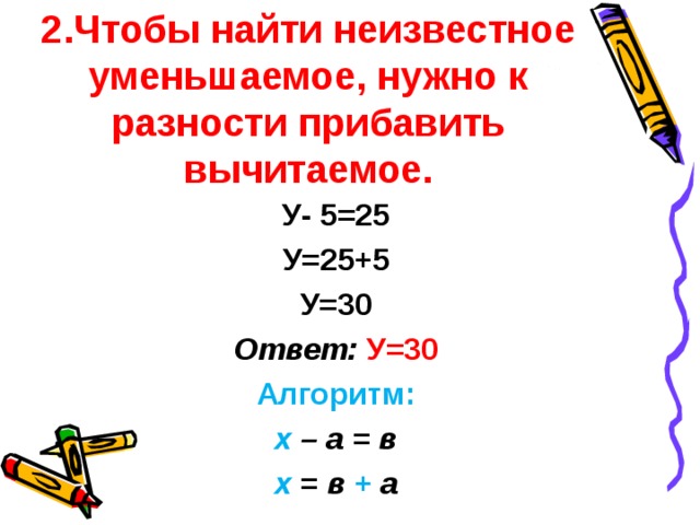 Неизвестное уменьшаемое нужно. Нахождение неизвестного в уравнении. Правило нахождения неизвестного вычитаемого. Как найти неизвестное уменьшаемое. Уравнение на нахождение неизвестного уменьшаемого.