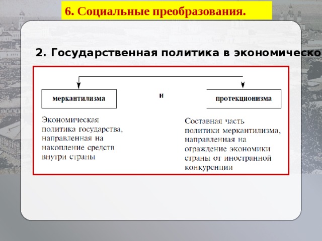 6. Социальные преобразования. 2. Государственная политика в экономической сфере