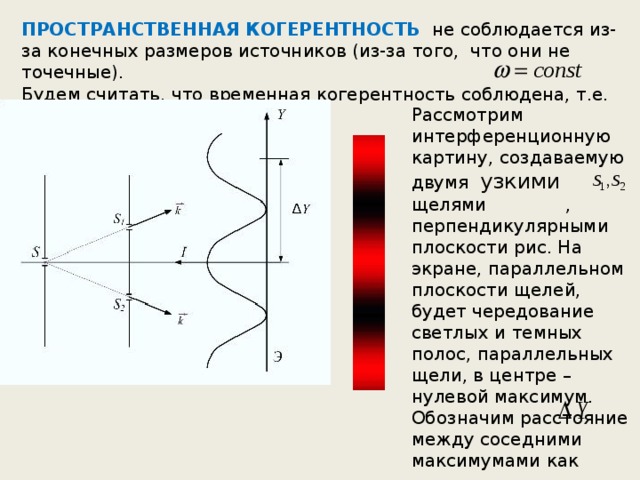 Изучение пространственной когерентности по схеме юнга