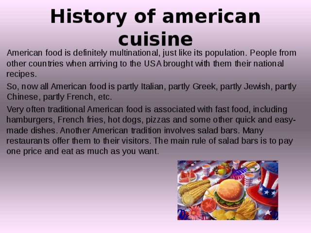 American cuisine презентация