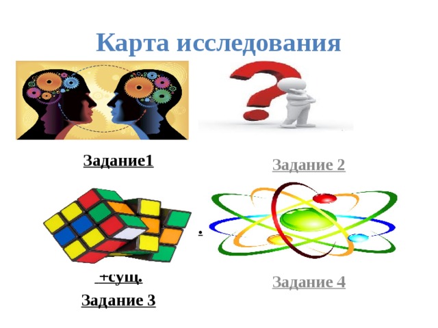 Карта исследования Выпишите имена прилагательные  Задание 2 Подбери прилагательные к существительным Задание 4 Восстановите пропуски Задание1  Выпишите словосочетания прил.   +сущ. Задание 3 