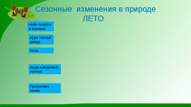 Проект сезонные изменения здравствуй лето 2 класс