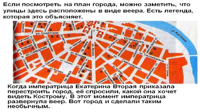 План города костромы веером