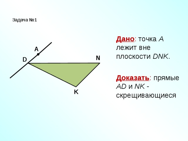 Прямая ad. Точка с лежит вне плоскости. Дано точка а лежит вне плоскости DNK. Точка лежит вне плоскости АВС.. Скрещивающиеся прямые вне плоскости.