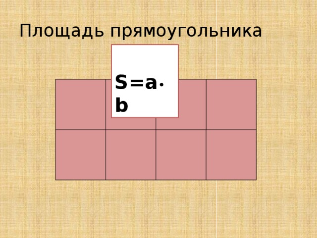 Площадь прямоугольника  S=a • b 