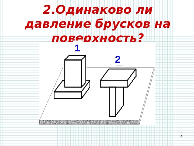 Одинаковое ли давление производят на стол кирпичи расположенные так как показано на рисунке