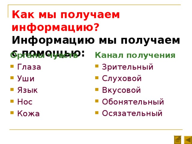 Какую информацию получает