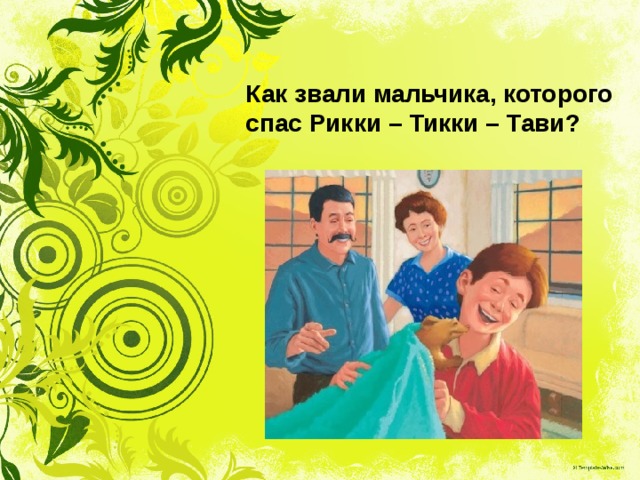 Как звали мальчика, которого спас Рикки – Тикки – Тави? 