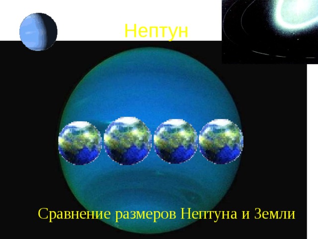 Нептун Сравнение размеров Нептуна и Земли