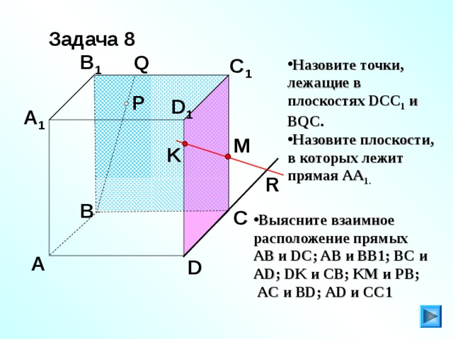 Точка пересекает плоскость