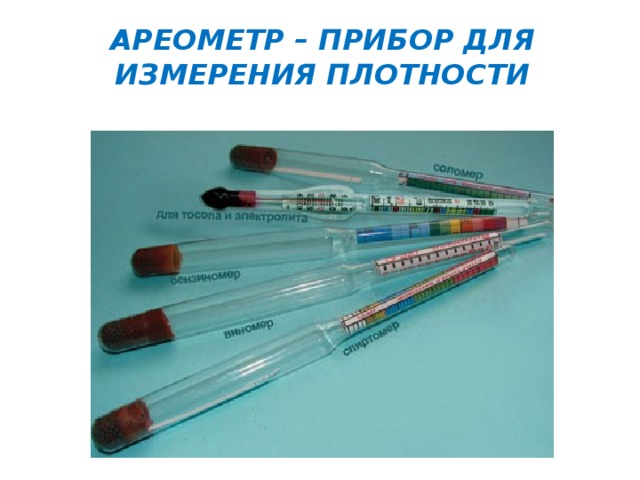 АРЕОМЕТР – ПРИБОР ДЛЯ ИЗМЕРЕНИЯ ПЛОТНОСТИ 