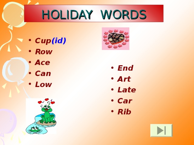 HOLIDAY WORDS