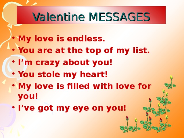 Valentine MESSAGES
