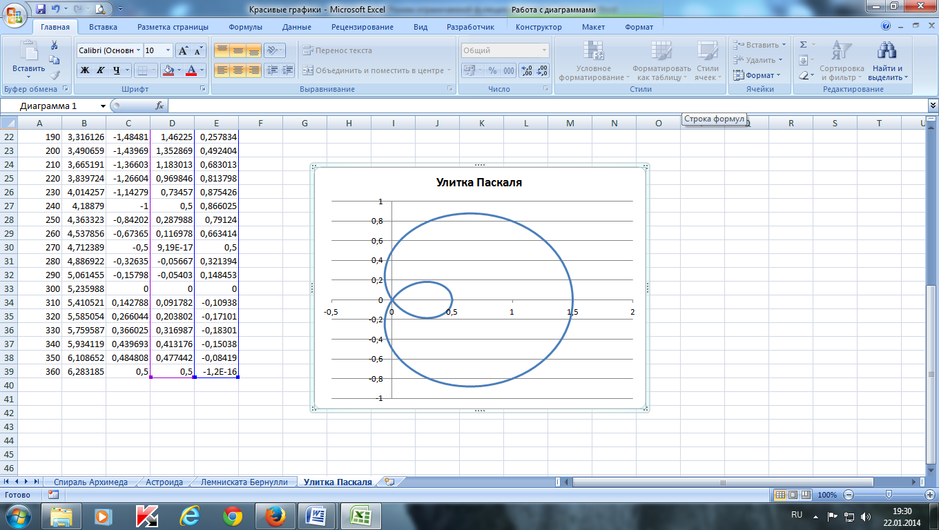 Excel диаграмма формула