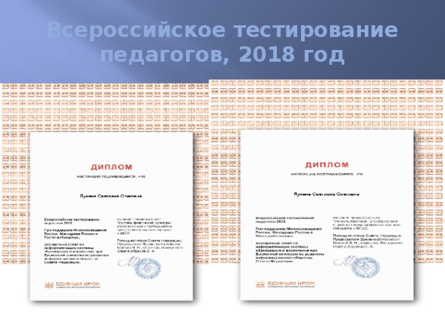 Всероссийское тестирование педагогов, 2018 год 