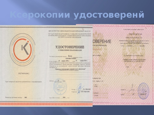 Ксерокопии удостоверенй 