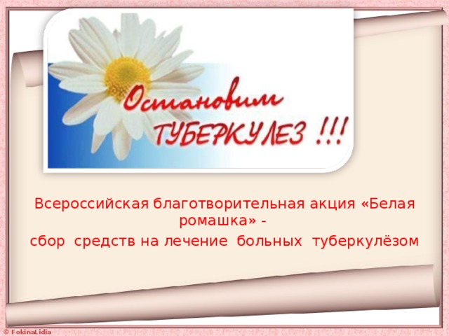 Всероссийская благотворительная акция «Белая ромашка» - сбор средств на лечение больных туберкулёзом 