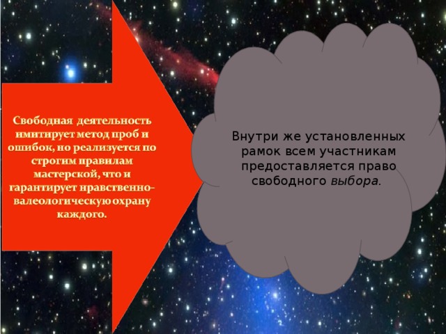 Внутри же установленных рамок всем участникам предоставляется право свободного  выбора.  