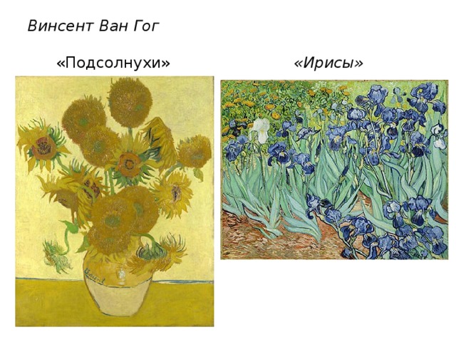 Винсент Ван Гог «Подсолнухи» «Ирисы» 