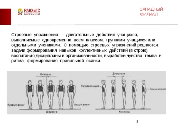 Строевые упражнения в гимнастике это