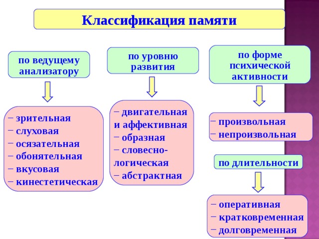 Классификация памяти. Классификация видов памяти. Классификация памяти в психологии. Классификация видов памяти таблица.