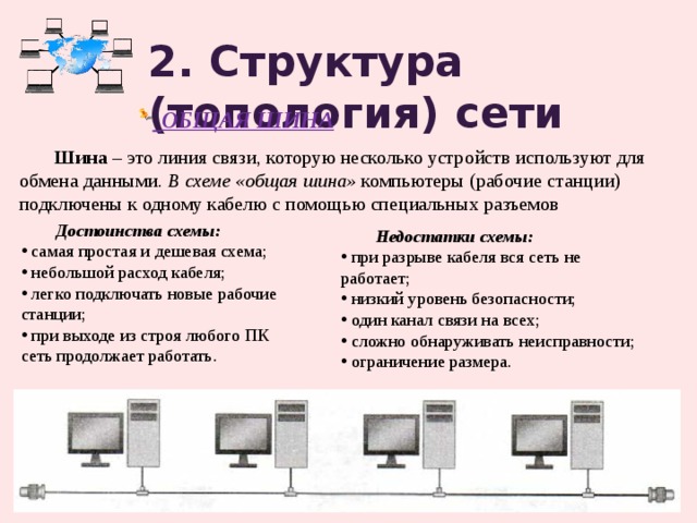 Если один компьютер выйдет из строя то вся сеть будет не работать