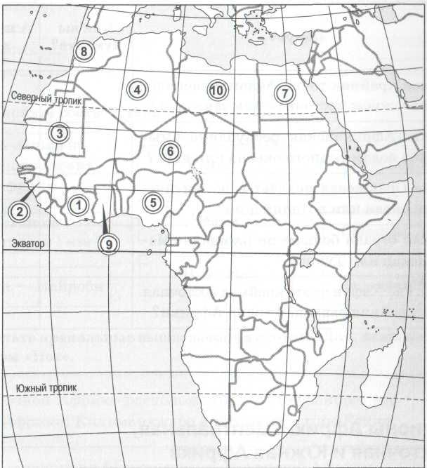 Контрольная карта по географии 7