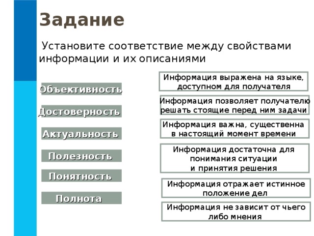 Установите соответствие между объектами и их свойствами надпись рисунок гиперссылка слайд