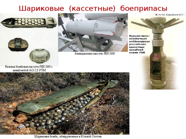 Шариковые (кассетные) боеприпасы Авиационная кассета РБК-500 Разовая бомбовая кассета РБК-500 с  авиабомбой АО-2,5 РТМ Шариковая бомба, обнаруженная в Южной Осетии 