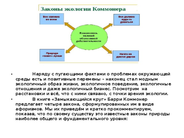 Первый закон экологии по б коммонеру