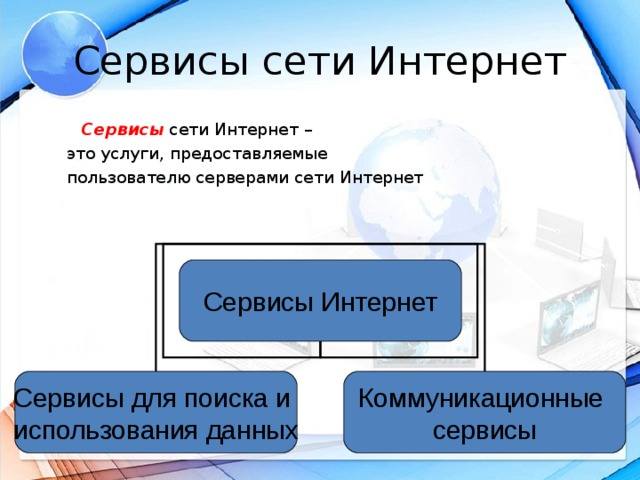 Сервис и сети. Информационные сервисы сети интернет. Сервисы предоставляемые сетью интернет. Сервисы интернет схема.