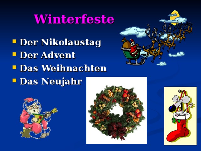 Winterfeste Der Nikolaustag Der Advent Das Weihnachten Das Neujahr  