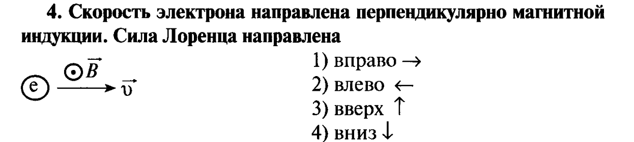 Скорость электрона направлена