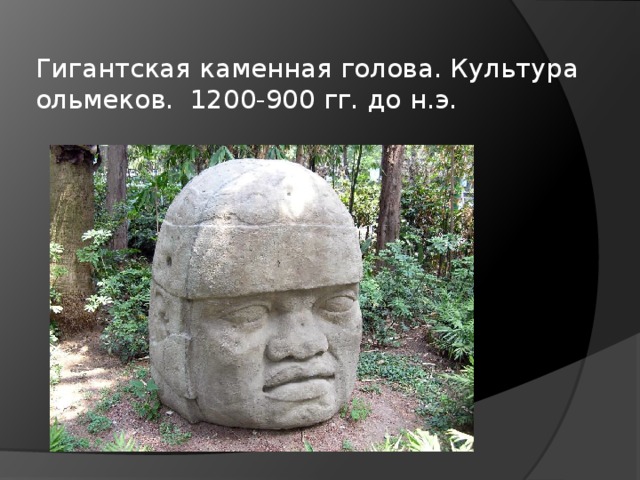 Гигантская каменная голова. Культура ольмеков.  1200-900 гг. до н.э. 