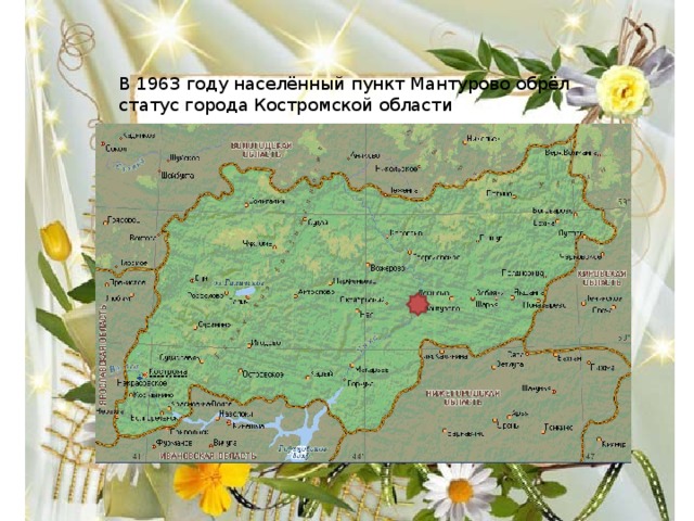 В 1963 году населённый пункт Мантурово обрёл статус города Костромской области 