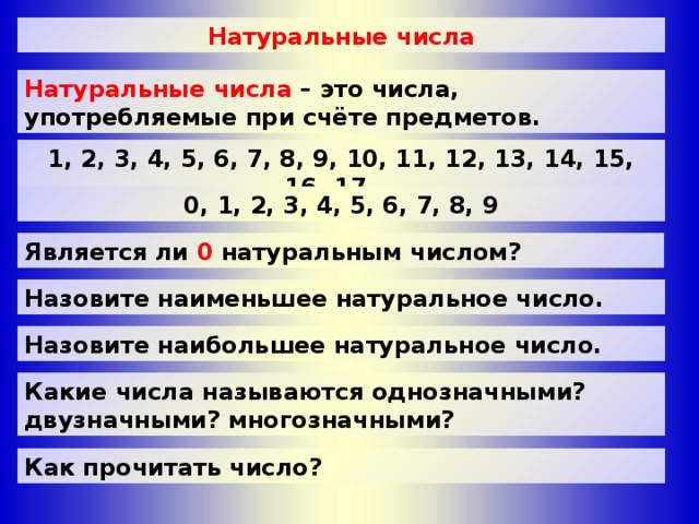 Презентация "Натуральные числа" для 5 класса.