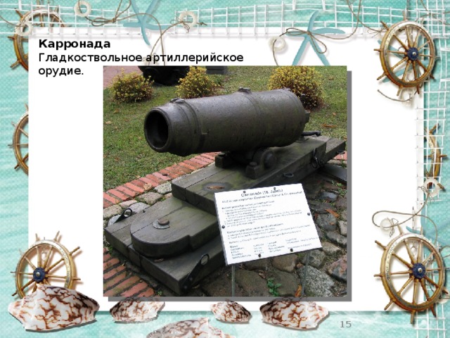 Карронада Гладкоствольное артиллерийское орудие.  