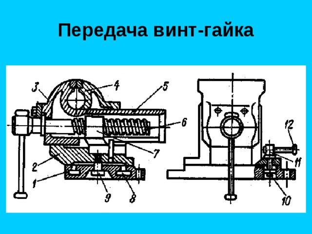 Схема передачи винт гайка