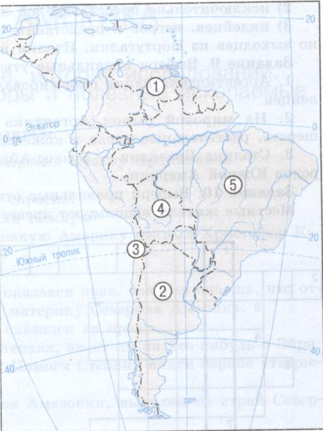 Самостоятельная работа по географии 7 южная америка. Южная Америка вариант 2. На карте цифрами 1.2.3 показаны соответственно Южной Америки.