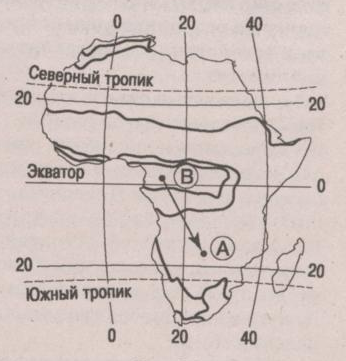 Северный и южный тропик на карте африки