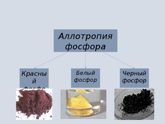 Аллотропия фосфора Белый фосфор Черный фосфор Красный фосфор 