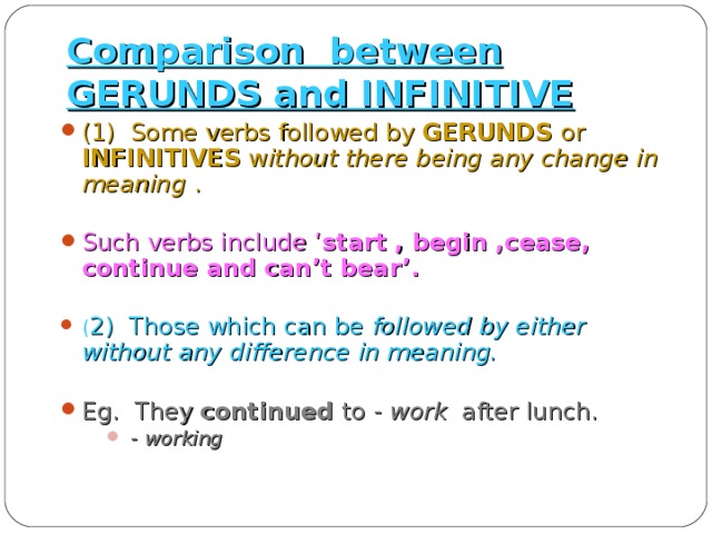 Gerunds and infinitives